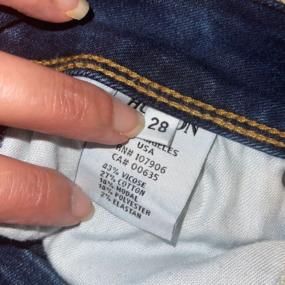 Hudson Womens Collin Mid Rise Faded‎ Skinny Ankle Jeans Dark Blue Size 28 - Picture 7 of 11